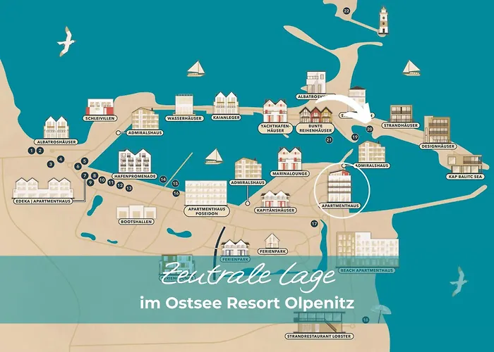 Appartement Hamptons 1 Og, Balkon, Tiefgarage Olpenitz